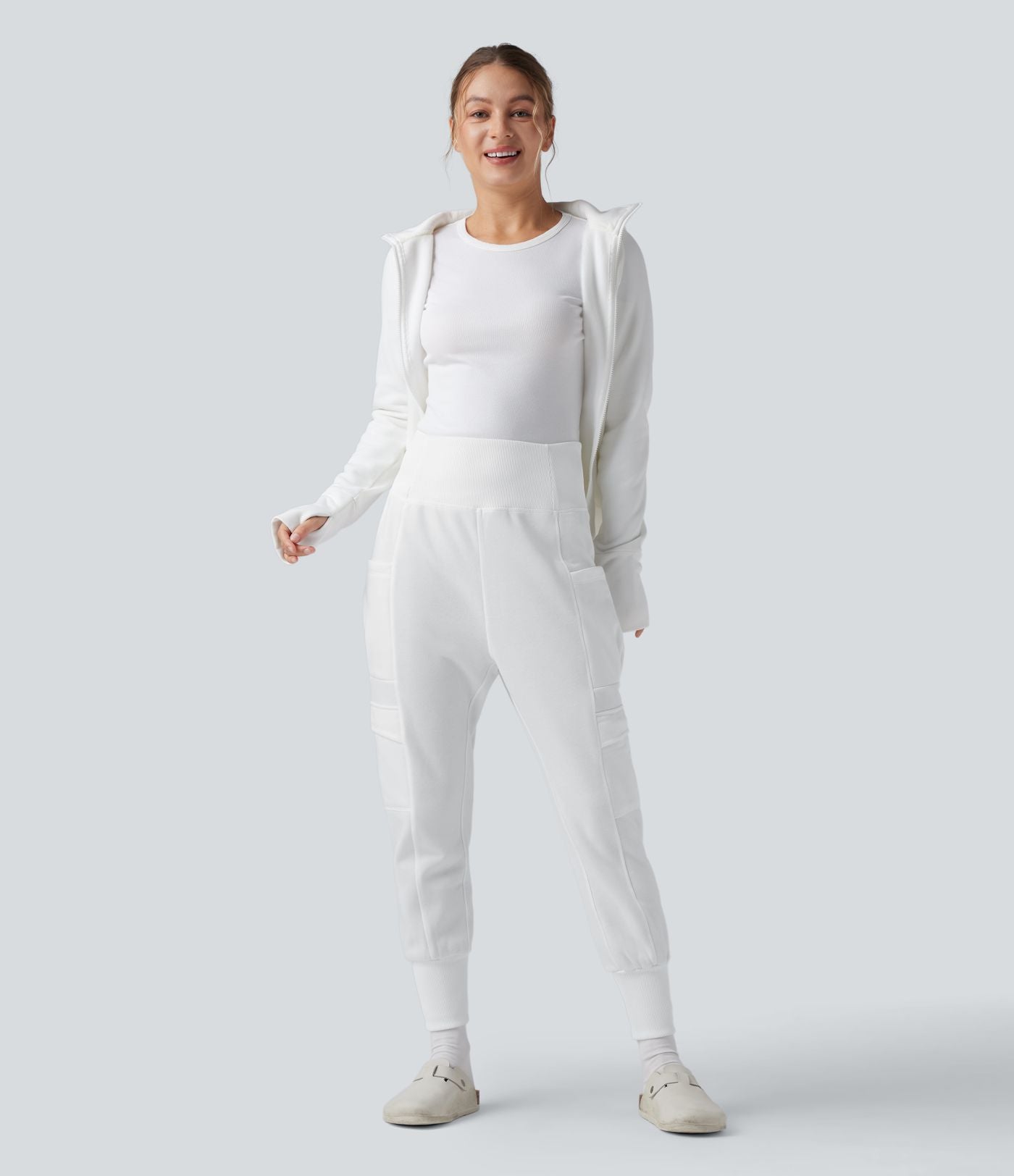 Jogging jogging cargo sarouel en polaire taille haute avec poches multiples