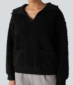 Pull col tailleur manches raglan longues avec poches