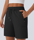 Short de randonnée à taille moyenne avec cordon de serrage et poches multiples à fermeture éclair, résistant à l'eau et à l'usure