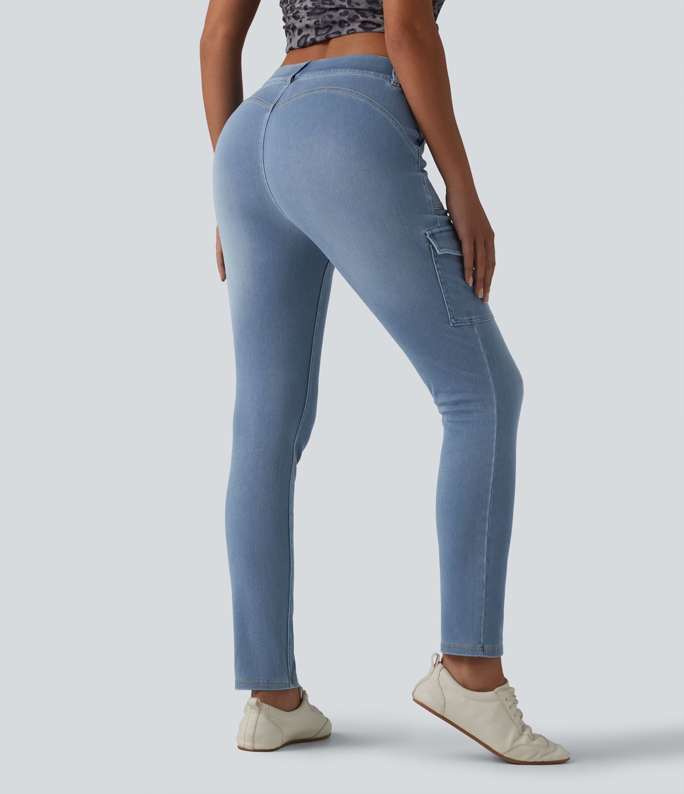 Halara Flex™ Jean skinny casual cargo taille mi-haute avec poches
