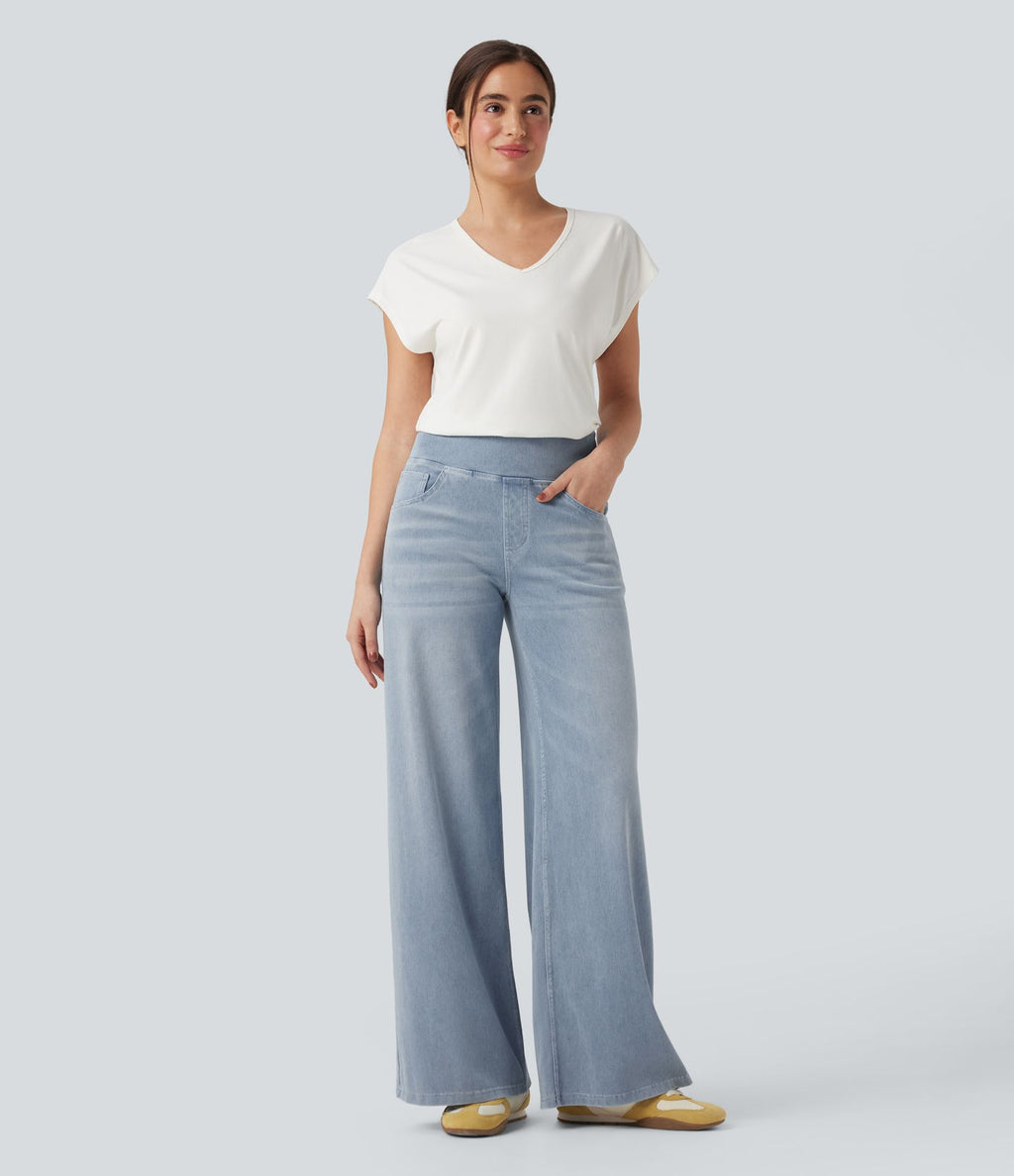 Jean décontracté ample gainant taille mi-haute avec poches Halara Flex™