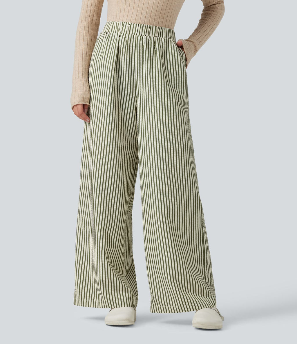 Pantalon d'intérieur ample taille haute à rayures avec poches