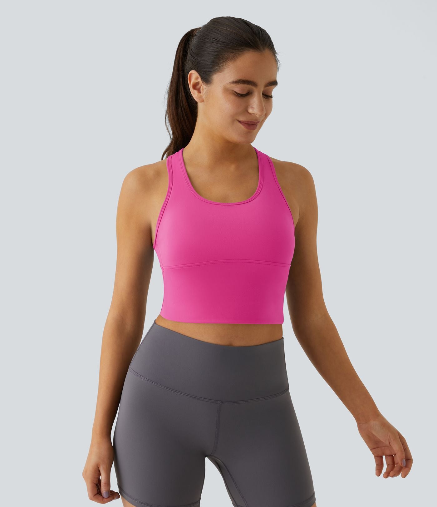 Softlyzero™ Plush Plus Débardeur Yoga Crop à Col U Plongeant Dos Nu Dos Nageur Découpé - UPF50+