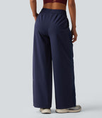 Pantalon sport coupe droite taille mi-haute mesh contrasté effet frais InstantCool séchage rapide avec poches, protection solaire UPF40+