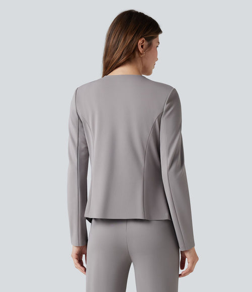 Blazer tailleur waterfall manches longues en crêpe