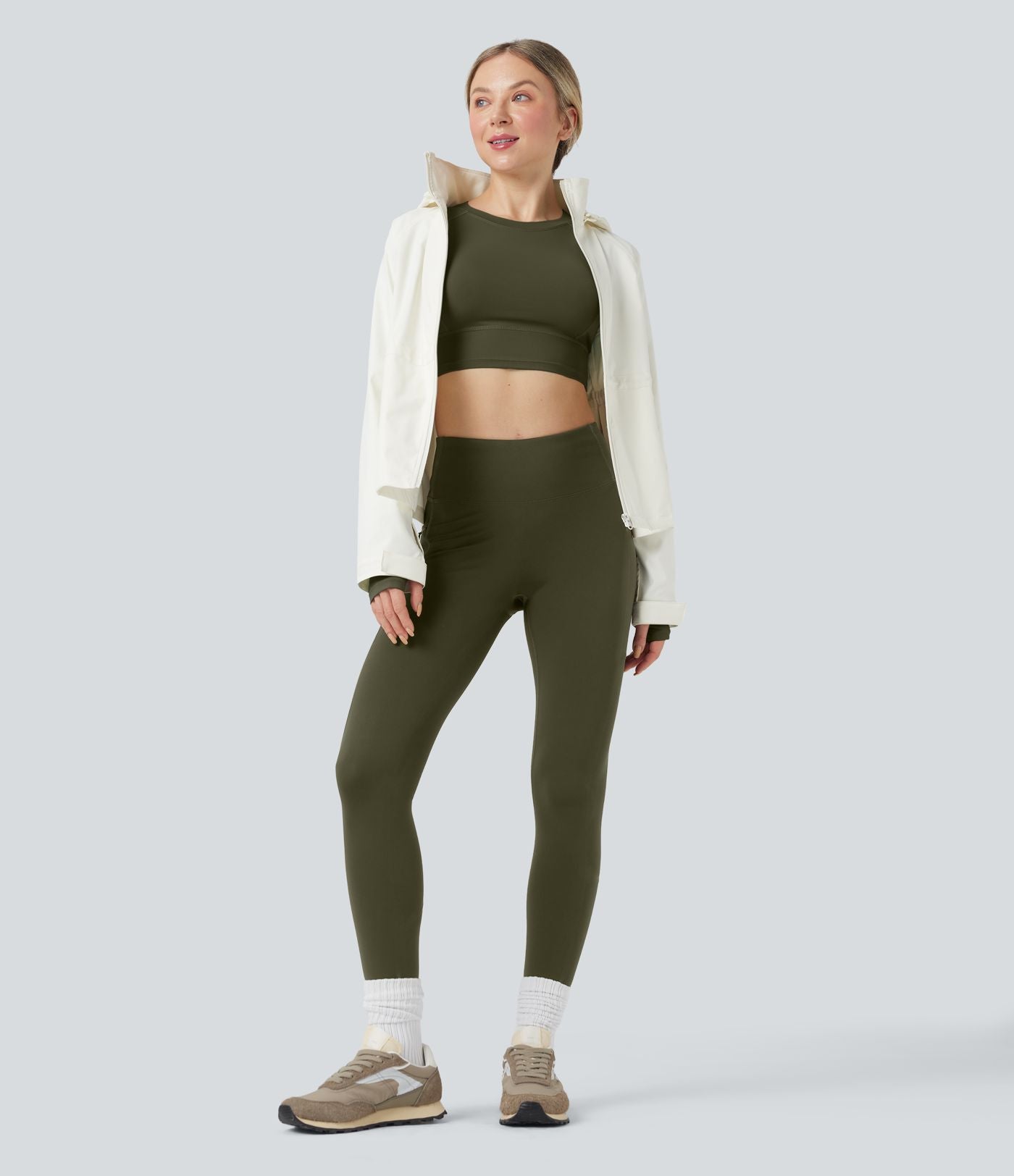 Legging de randonnée 7/8 résistant à l'usure taille haute avec poches