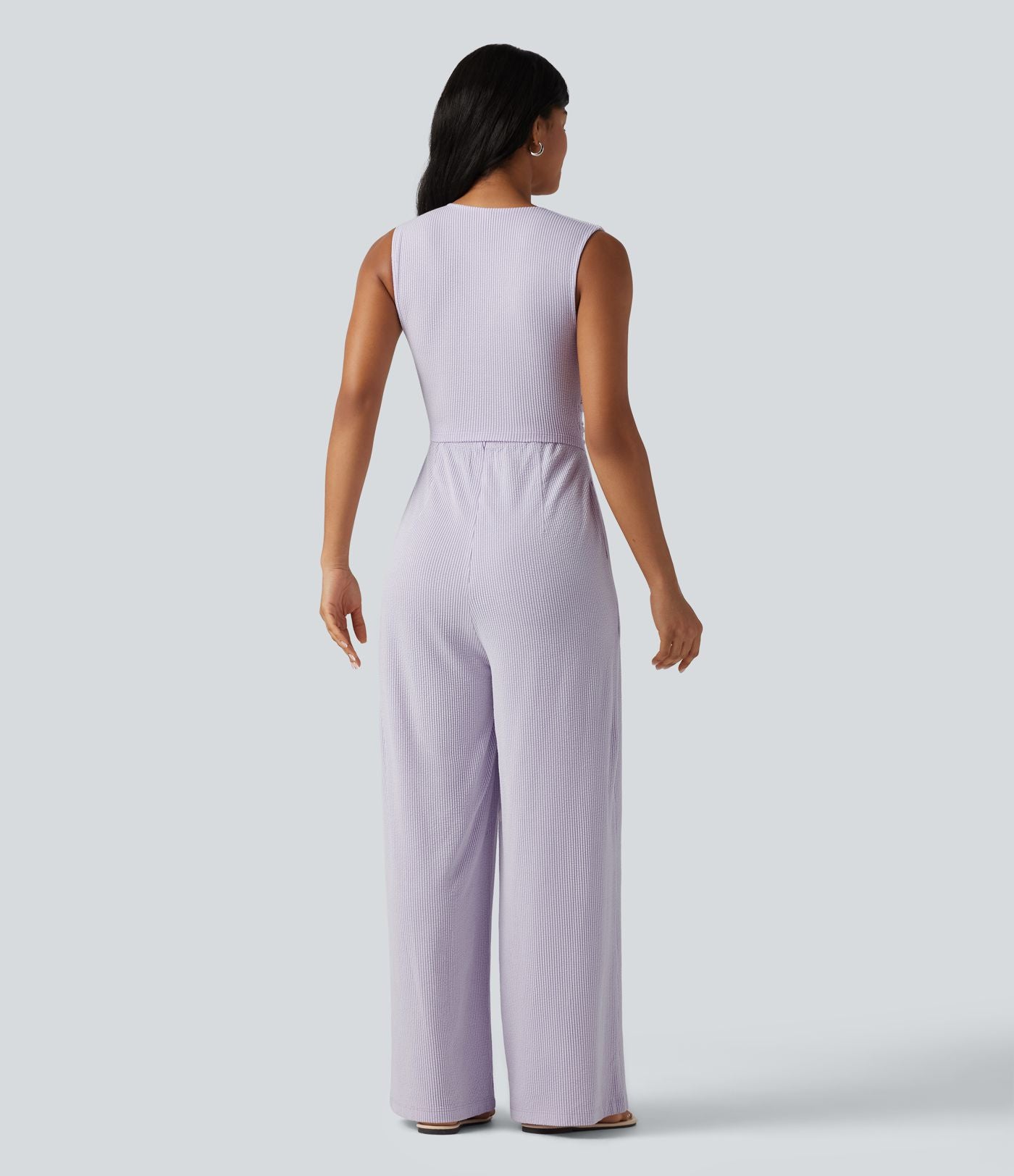 Combinaison sans manches col V à rayures avec brassière intégrée et poches – Édition Easy Peasy