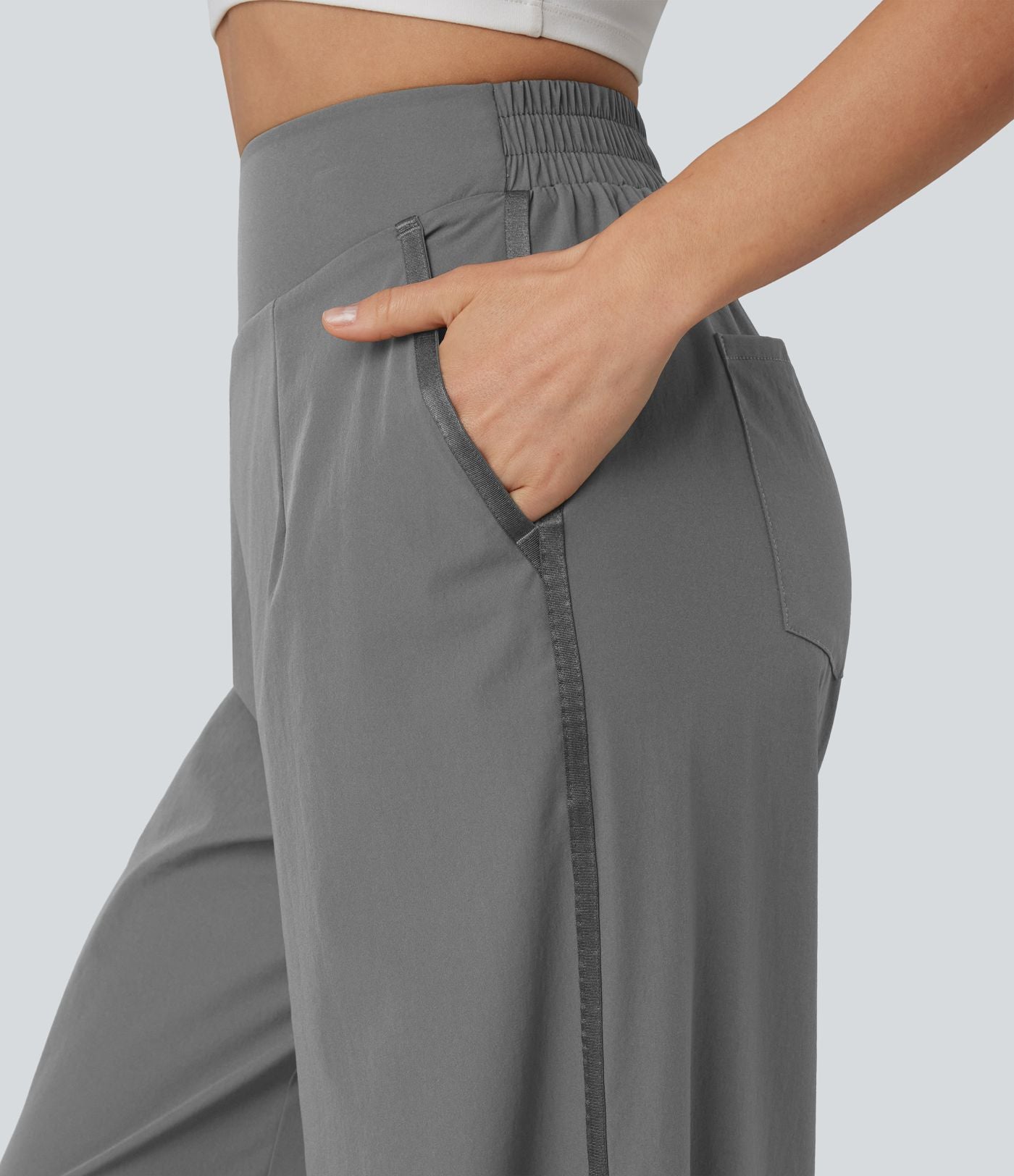 Pantalon large taille haute avec poches