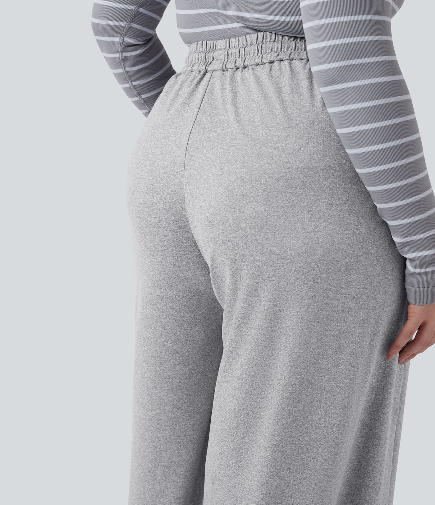 Pantalon décontracté grande taille large taille haute avec cordon de serrage et poches