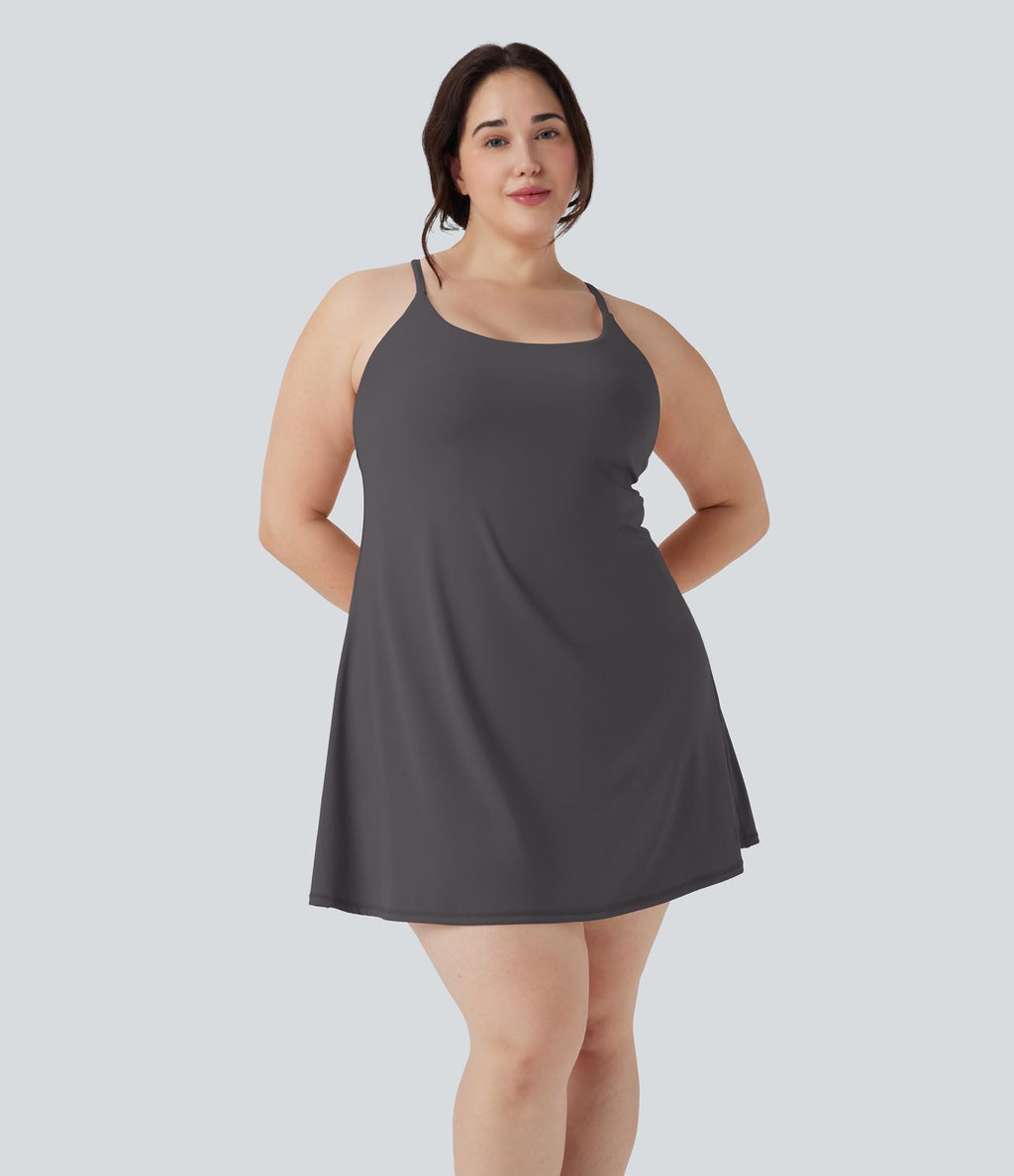 Robe de sport grande taille dos nu Softlyzero™ Plush - longueur rallongée - Easy Peasy Edition