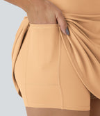 Softlyzero™ Plush Robe Sport Mini 2-en-1 à Poches Dos Nu et Col Halter