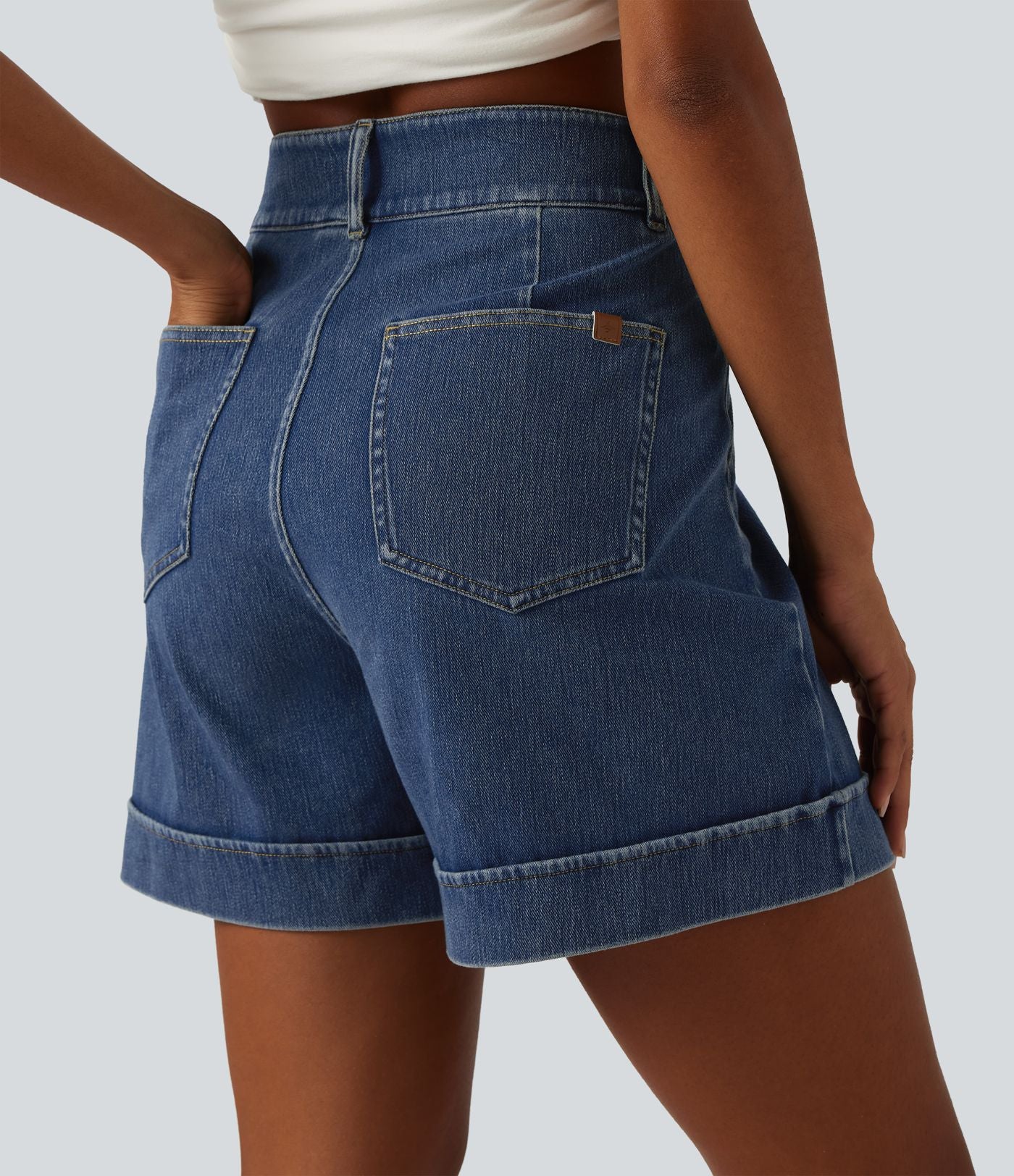 Short en jean casual taille haute Halara Flex™ 12,5 cm avec poches