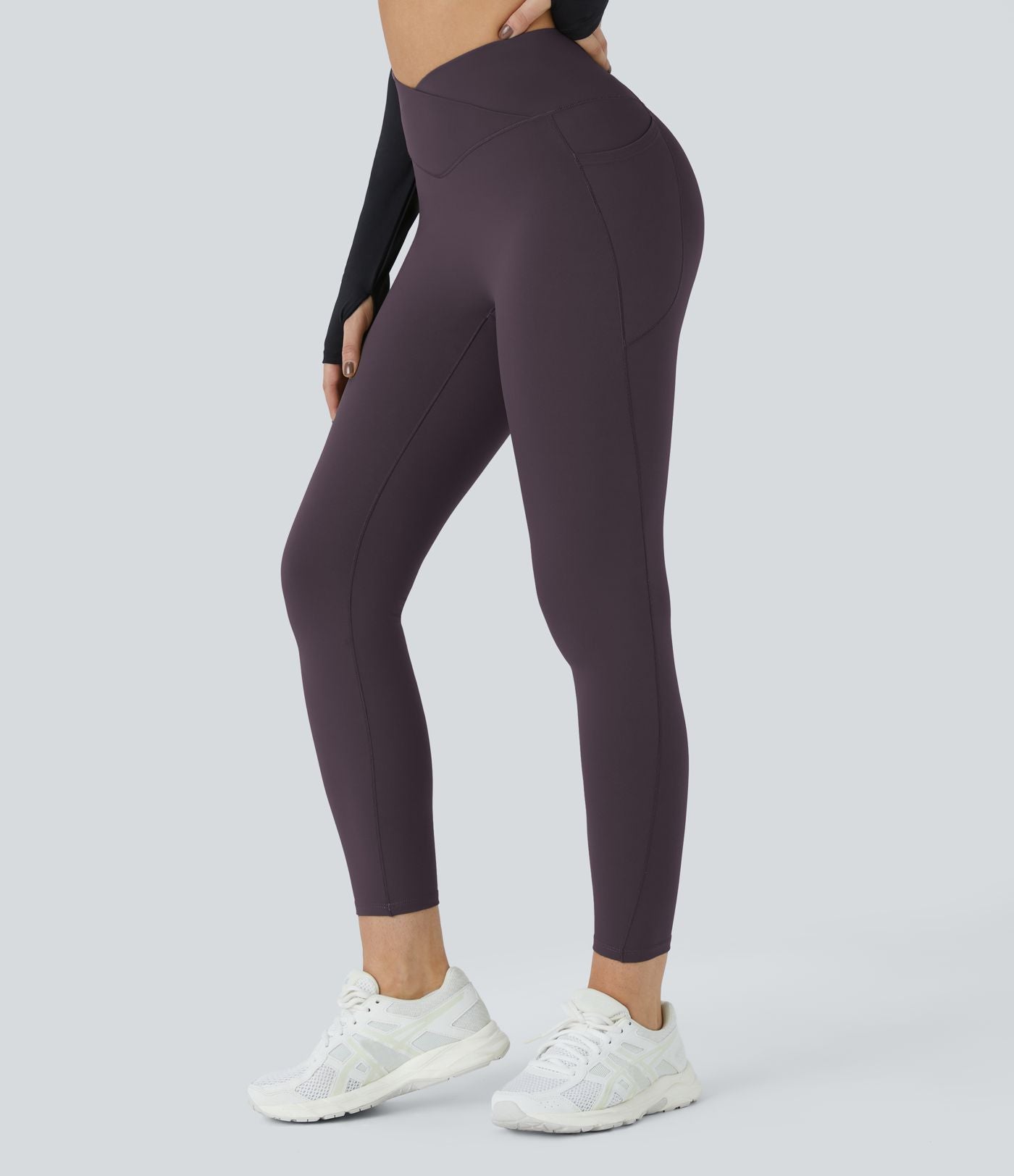 Softlyzero™ Polaire Legging Yoga à Taille Haute Thermique Croisée avec Poches Latérales