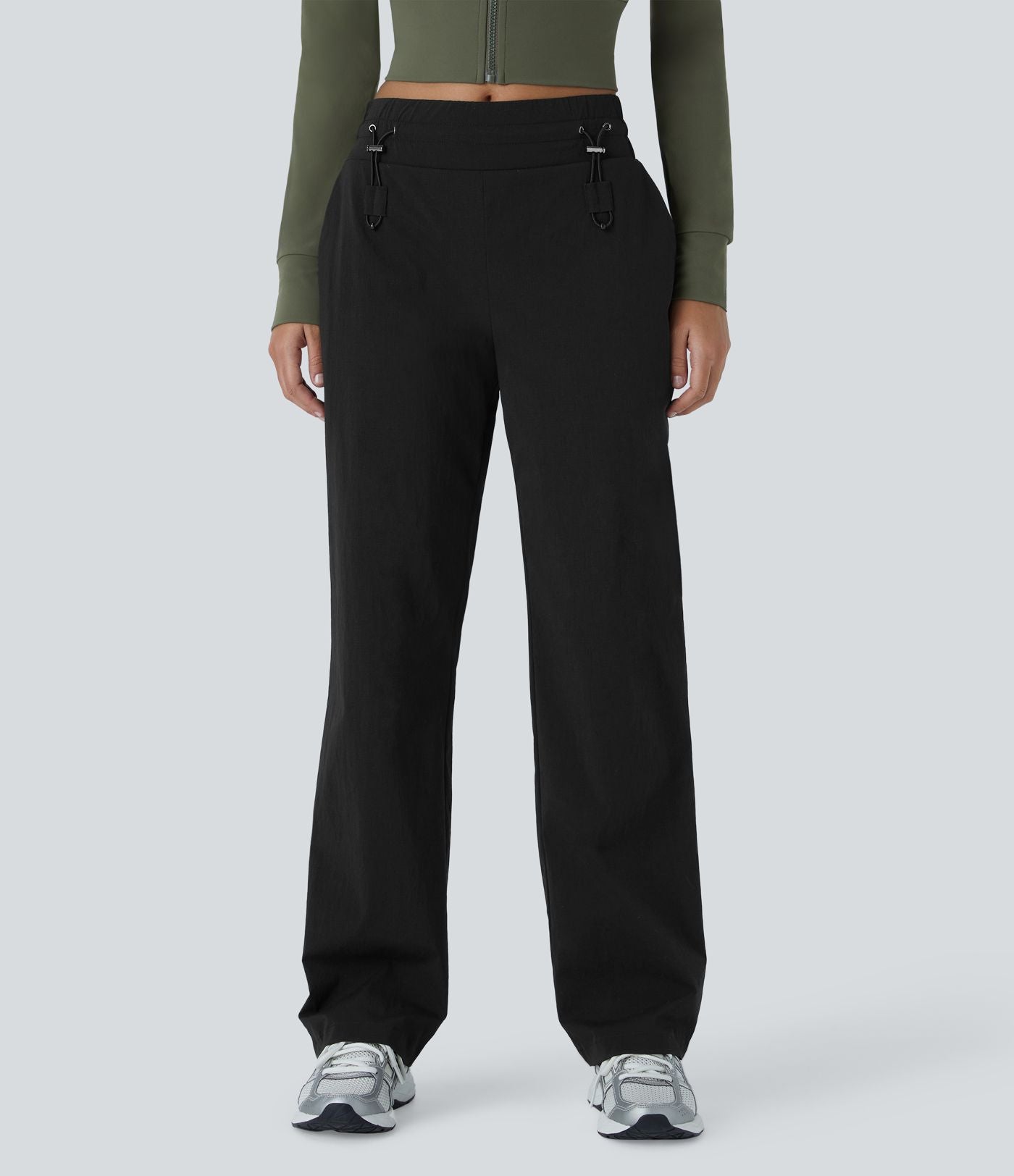 Pantalon décontracté résistant à l'usure, taille moyenne, cordon ajustable, poches latérales et coupe droite