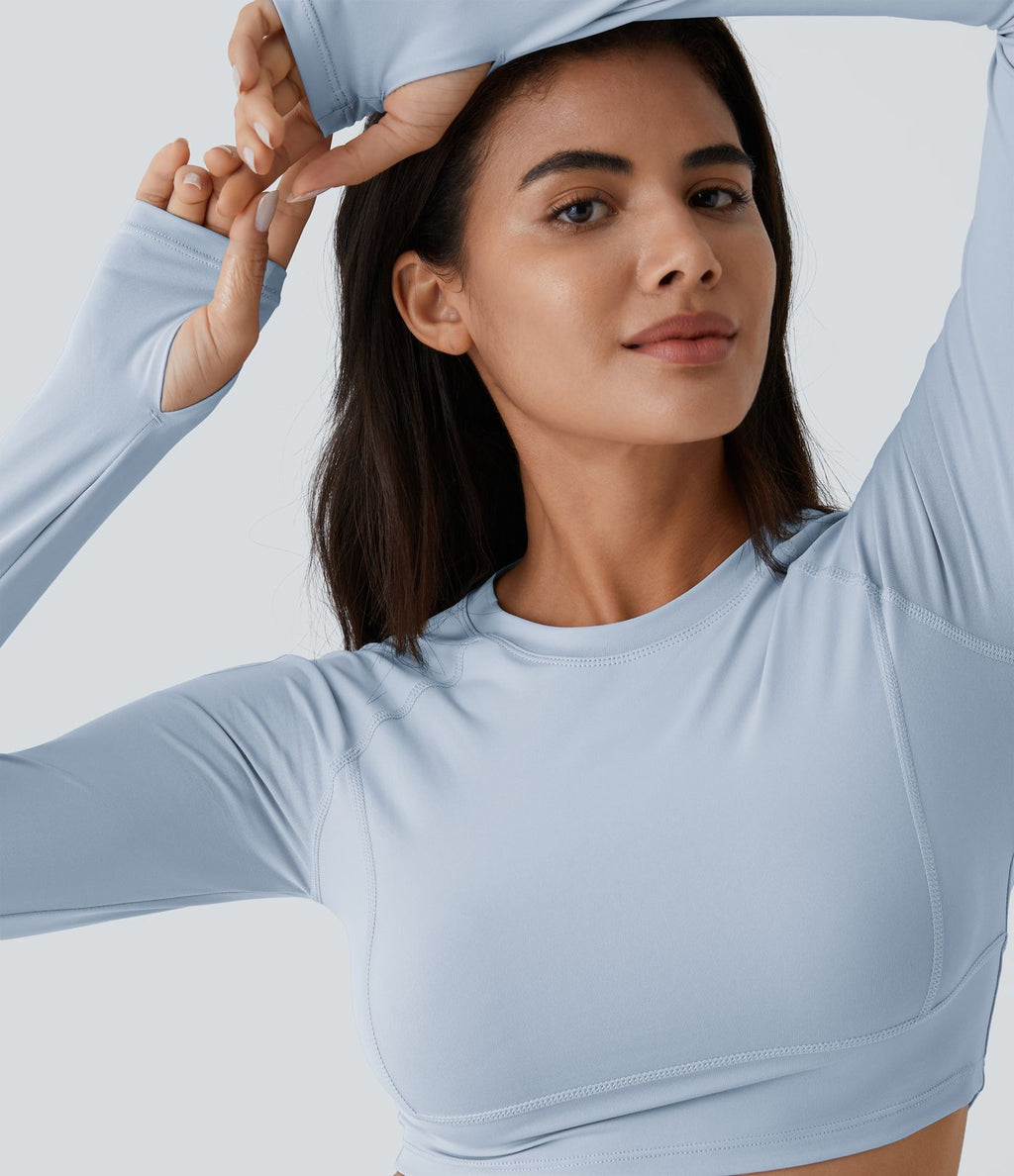 Top Sport Yoga Uni à Trou pour le Pouce Coupe Courte