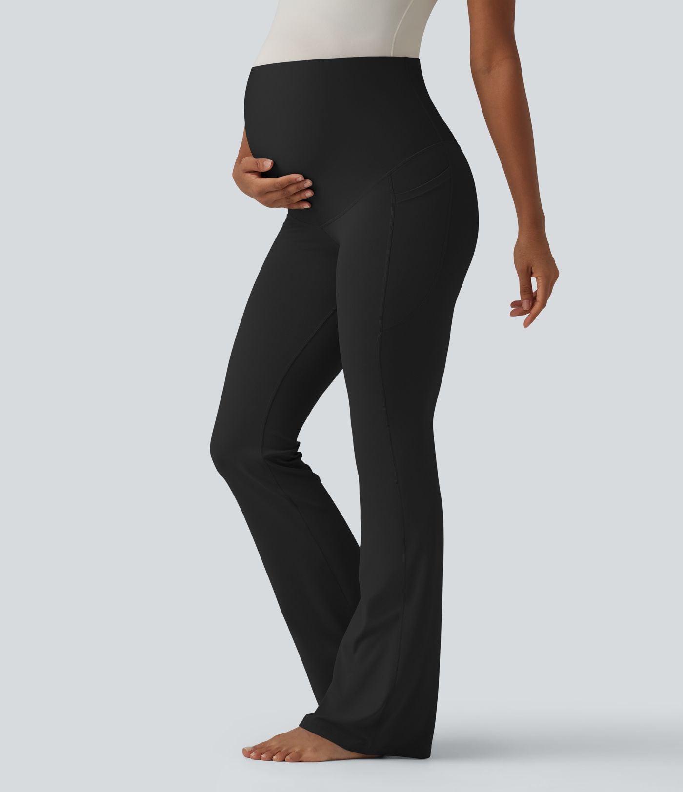 SoftlyZero™ Legging de yoga de maternité évasé taille super haute avec poches