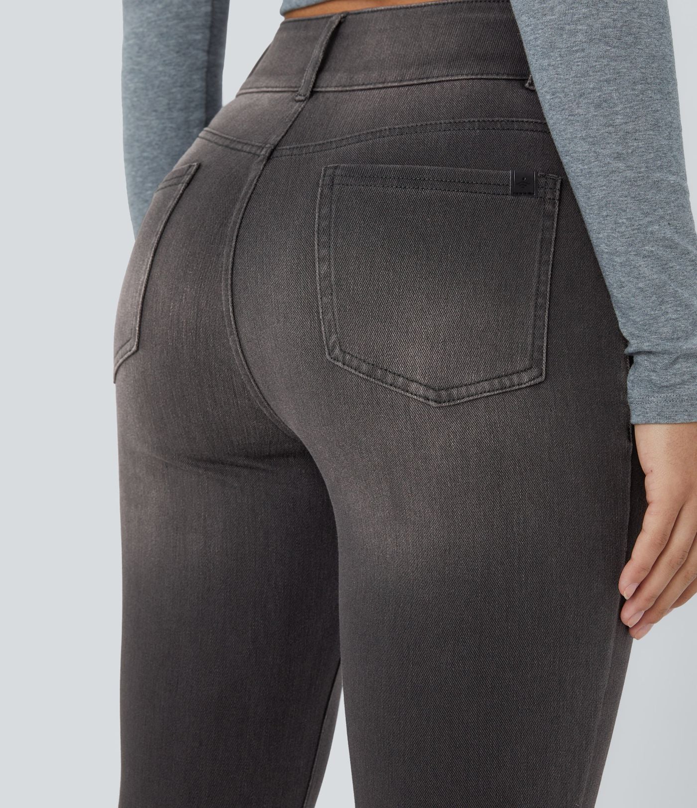 Halara Flex™ Jean skinny Casual Taille Haute Fermeture Éclair Boutonnés Plusieurs Poches Tricot Extensible