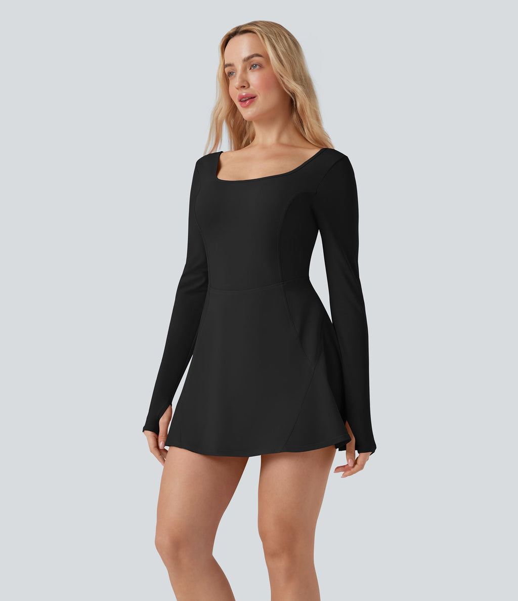 Robe de danse courte SoftlyZero™ Airy col U manches longues avec passe-pouces 2-en-1 effet frais InstantCool et poches, accès facile Easy Peasy