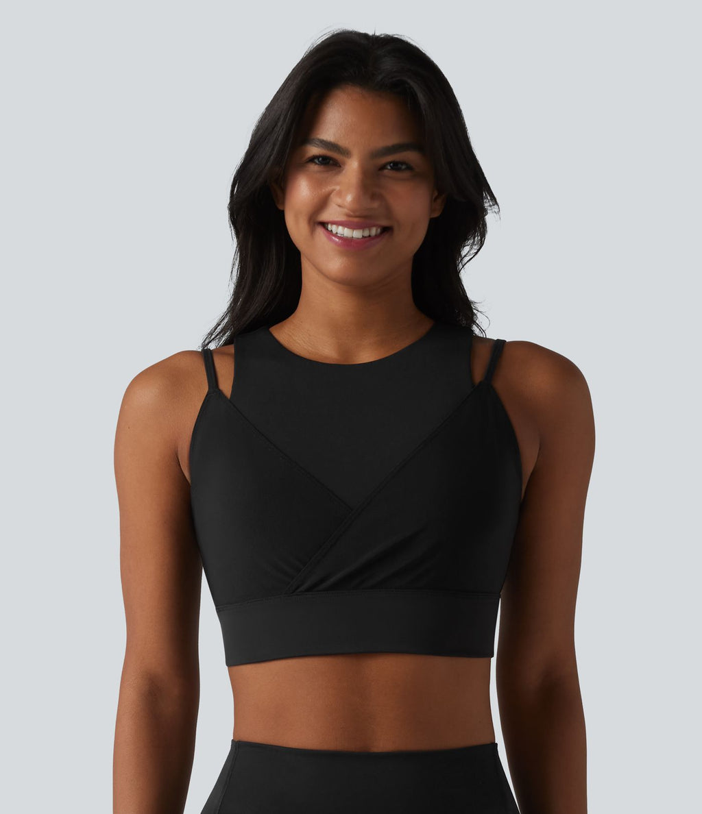 Brassière de sport SoftlyZero™ Airy à maintien léger, croisée, en mesh respirant, 2-en-1, avec brassière intégrée, à effet frais InstantCool, protection solaire UPF50+