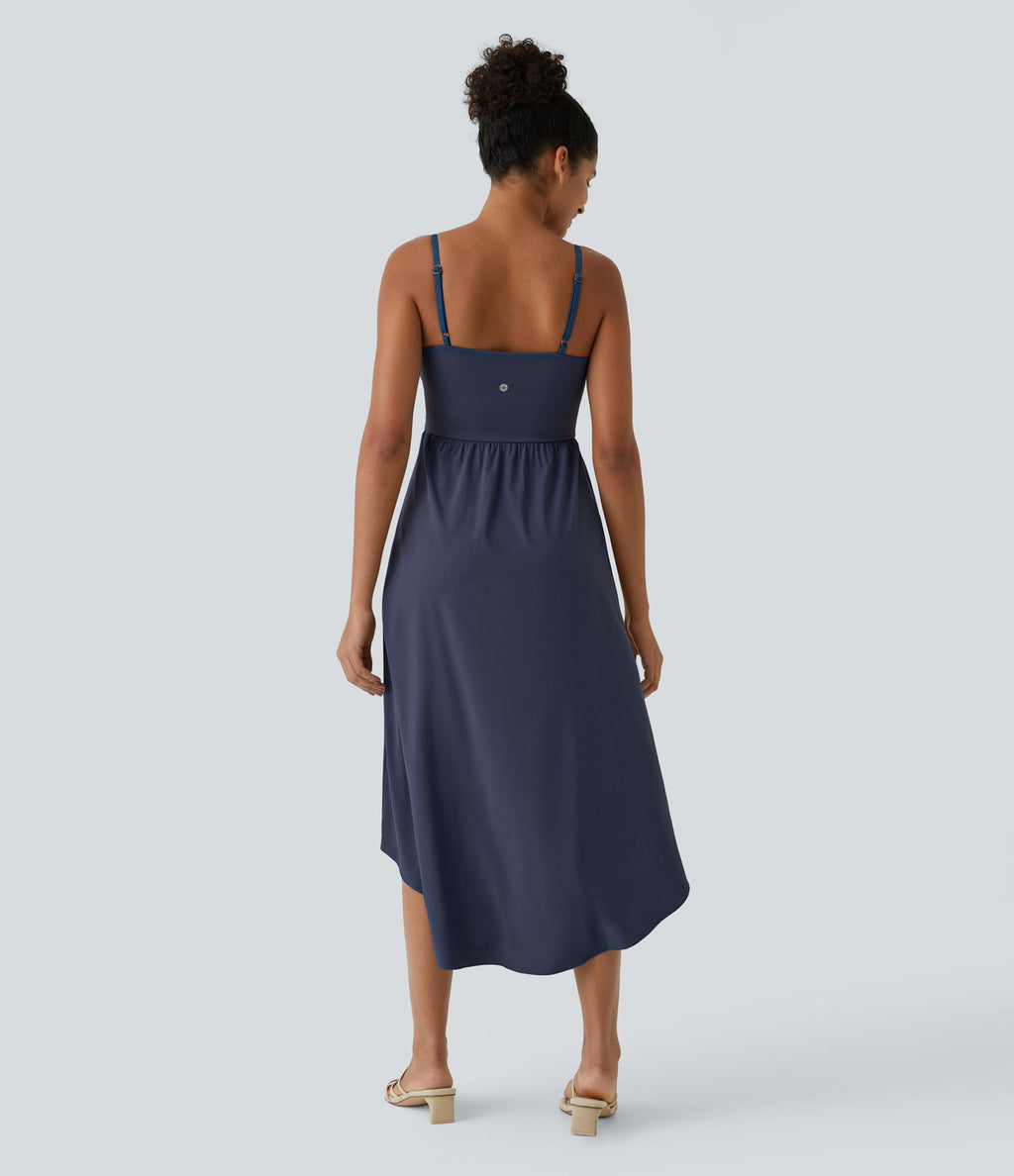 Breezeful™ Robe Casual 2 Pièces Dos Nu Haut Bas Poche Latérale Fluide Séchage Rapide