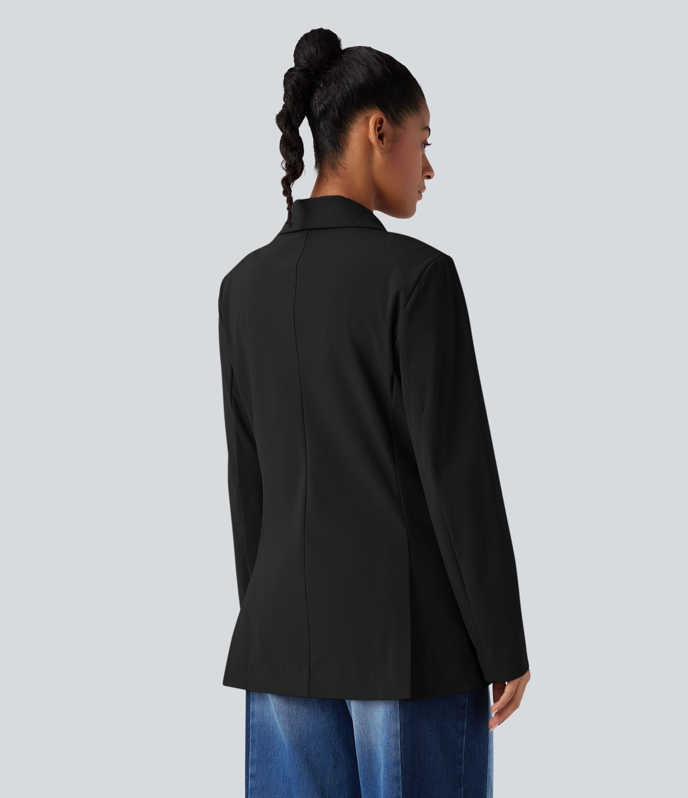 Blazer de travail anti-froissage à col cranté et manches longues avec poches