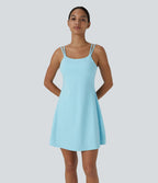 Robe de sport danse 2-pièces SoftlyZero™ Plush double bretelles caraco avec poche A-D