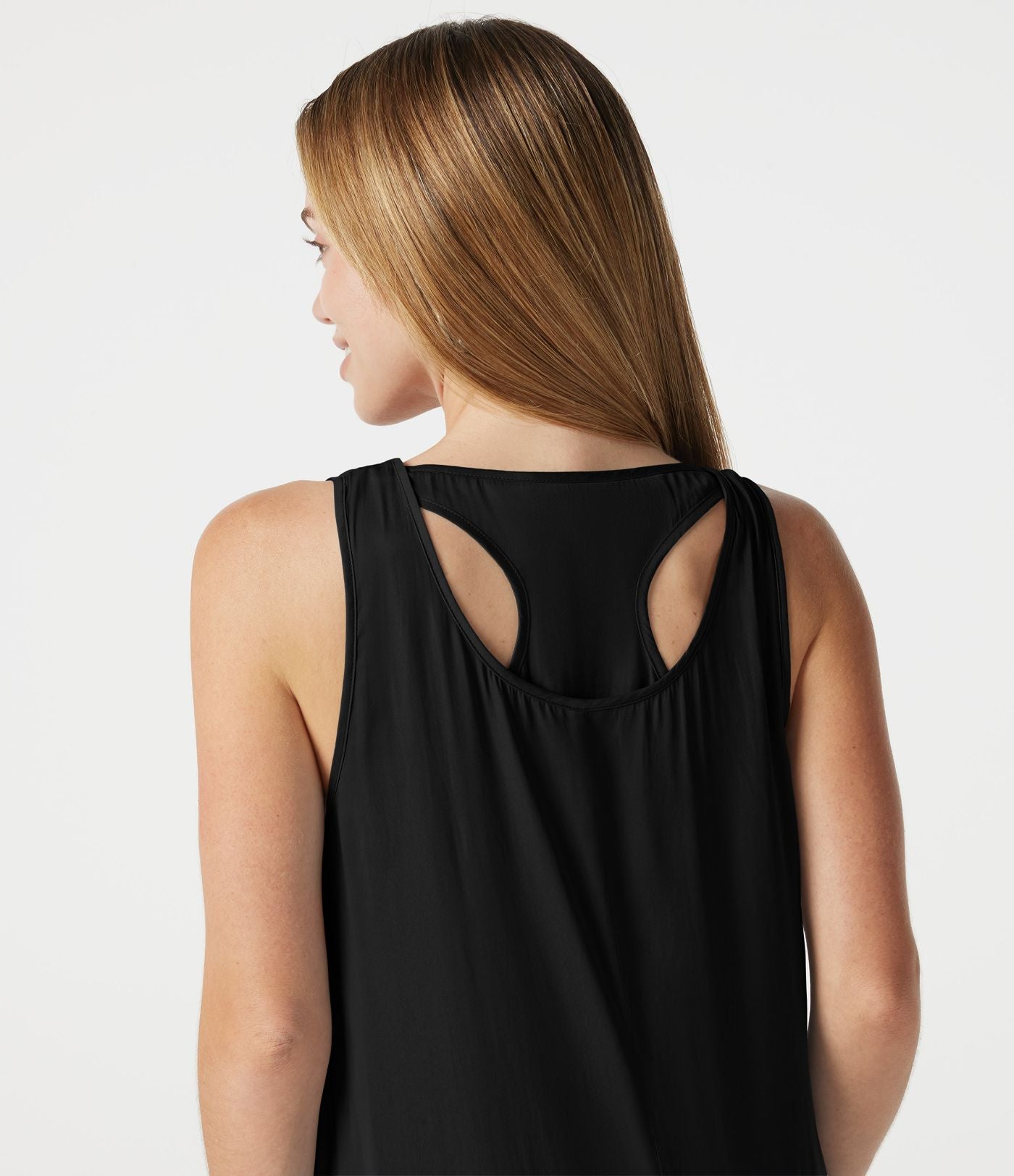 Robe fluide de vacances 2-en-1 col rond échancré sans manches asymétrique