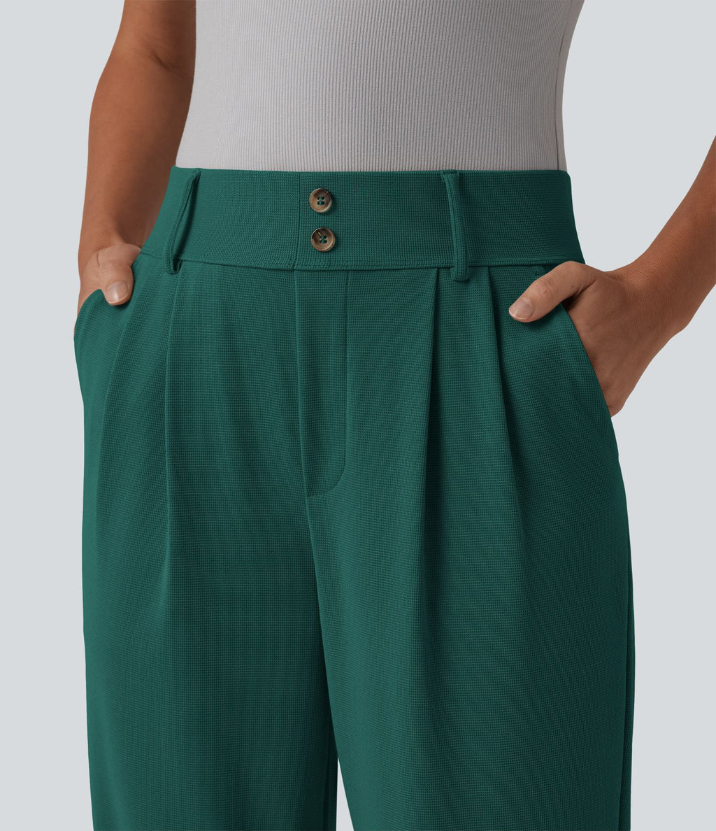Halara Flex™ Pantalon tailleur fuselé taille haute en tissu gaufré avec poches