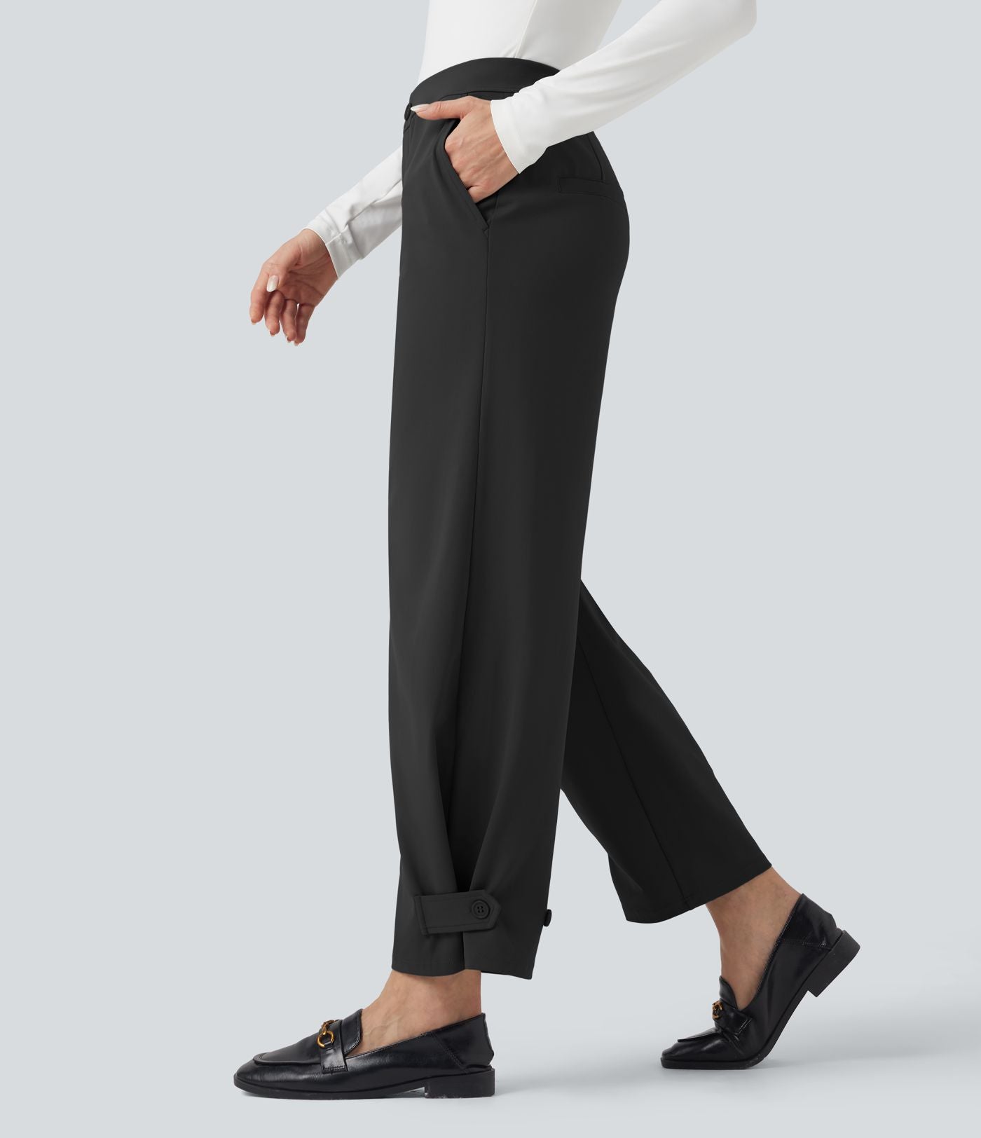 Pantalon de travail fuselé taille moyenne avec largeur ajustable Halara Flex™ DayStretch avec poches