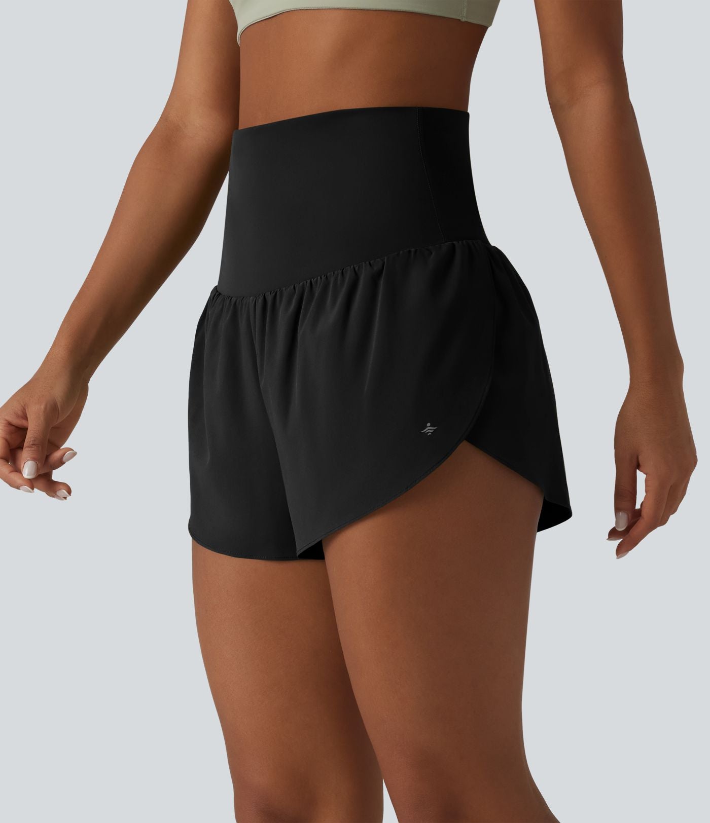 Breezeful™ Short de sport 2 en 1 taille très haute rabattable ourlet croisé à séchage rapide avec poches