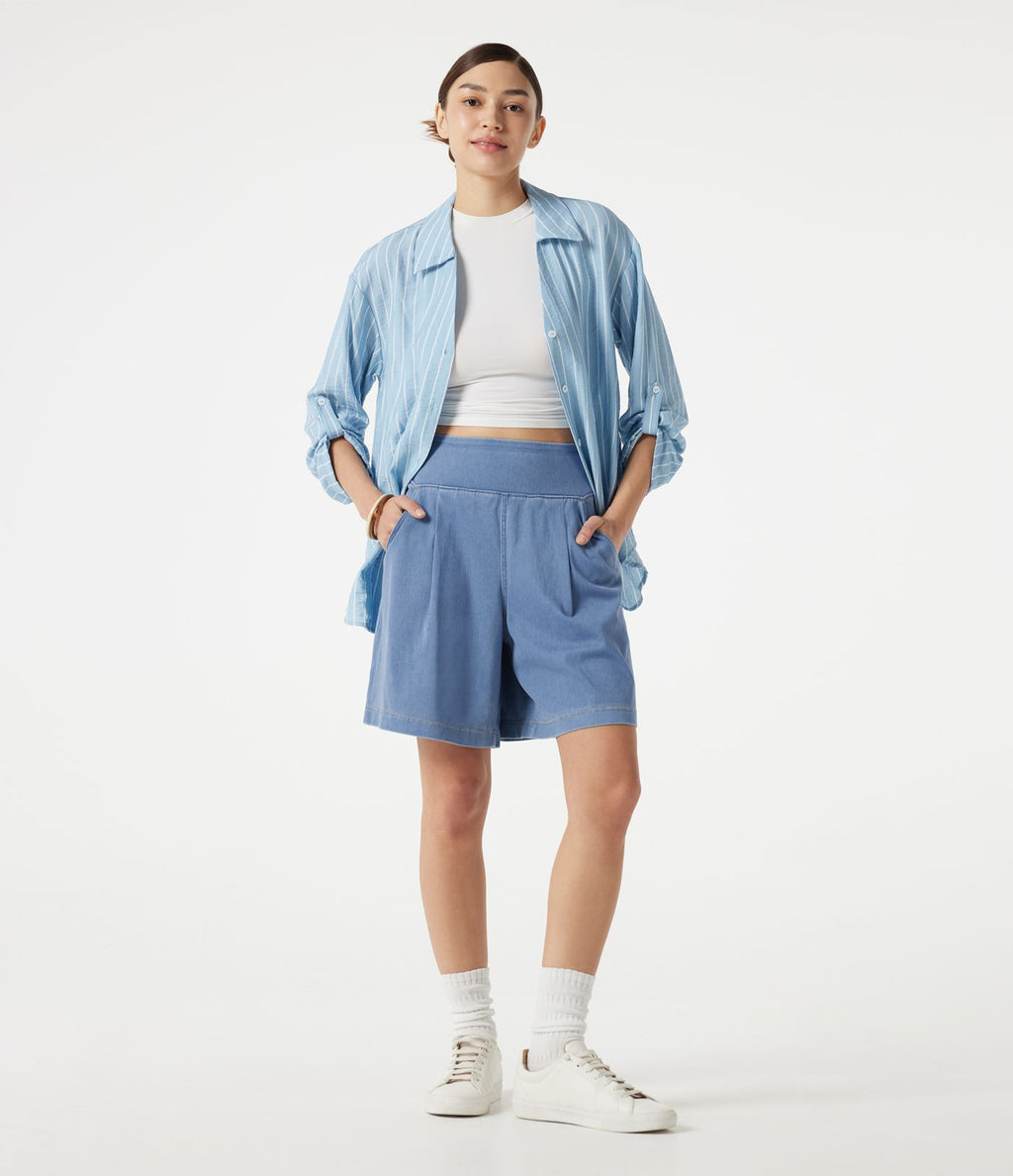 Halara Flex™ Short décontracté ample en jean taille haute 17,5 cm avec poches