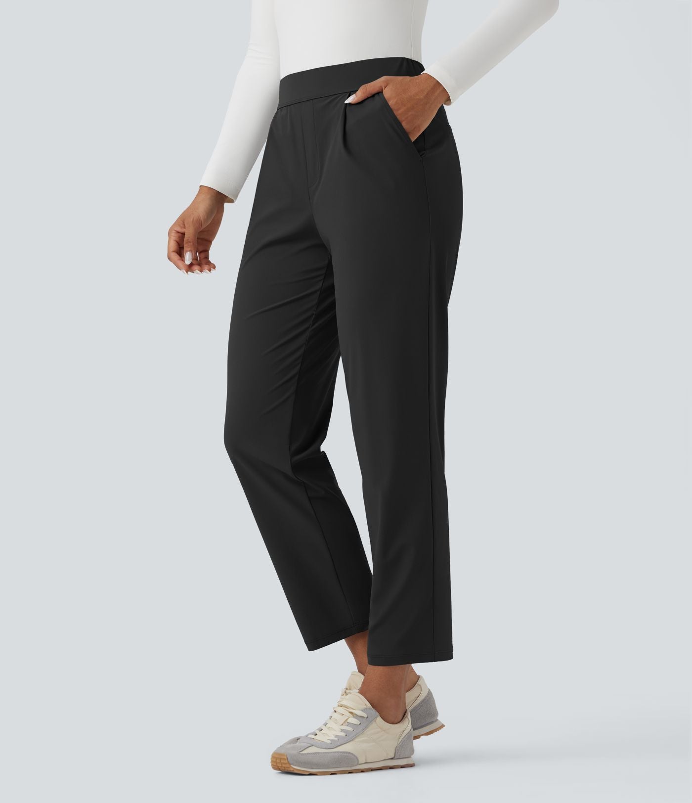 Pantalon de voyage fuselé taille haute séchage rapide avec poches