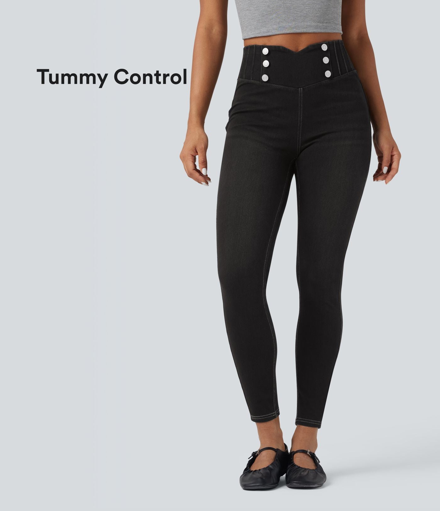 Legging 7/8 skinny en denim Halara Flex™ taille haute gainant avec poches