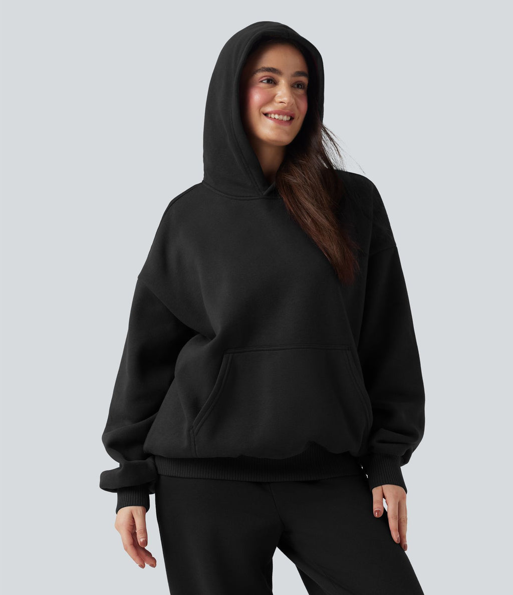 Sweat à capuche en coton molleton manches longues avec poches