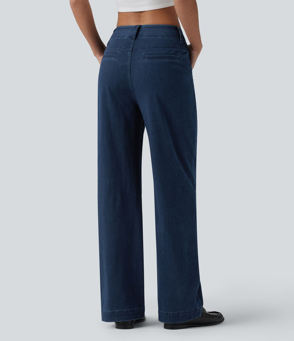 Jean Halara Flex™ taille haute coupe droite décontracté avec poches