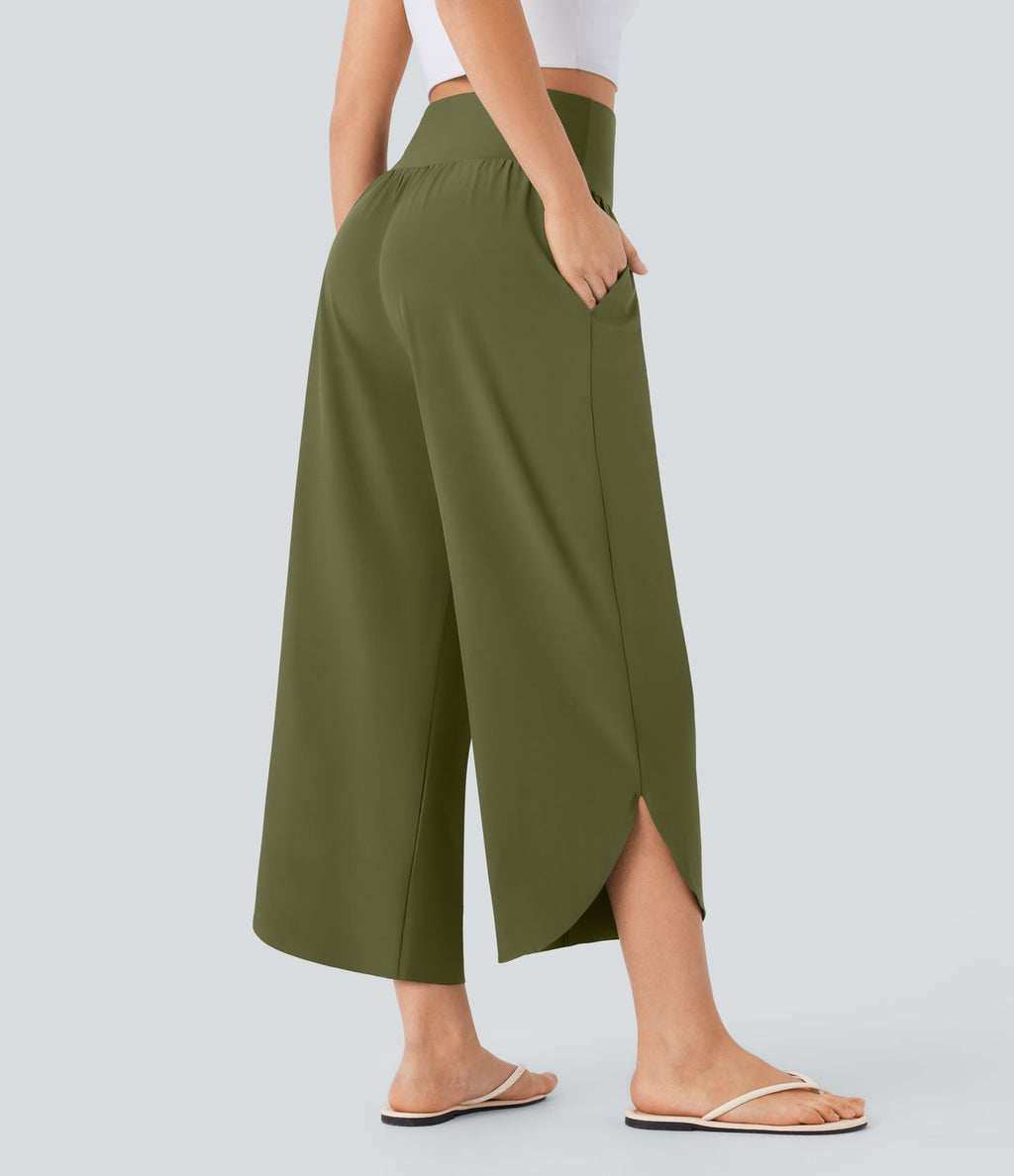 Pantalon fluide resort Breezeful™ à séchage rapide, coupe fendue et effet ventre plat