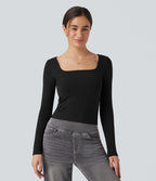 Haut de sport yoga 2-en-1 décolleté carré à manches longues sans couture OneForm Seamless Flow