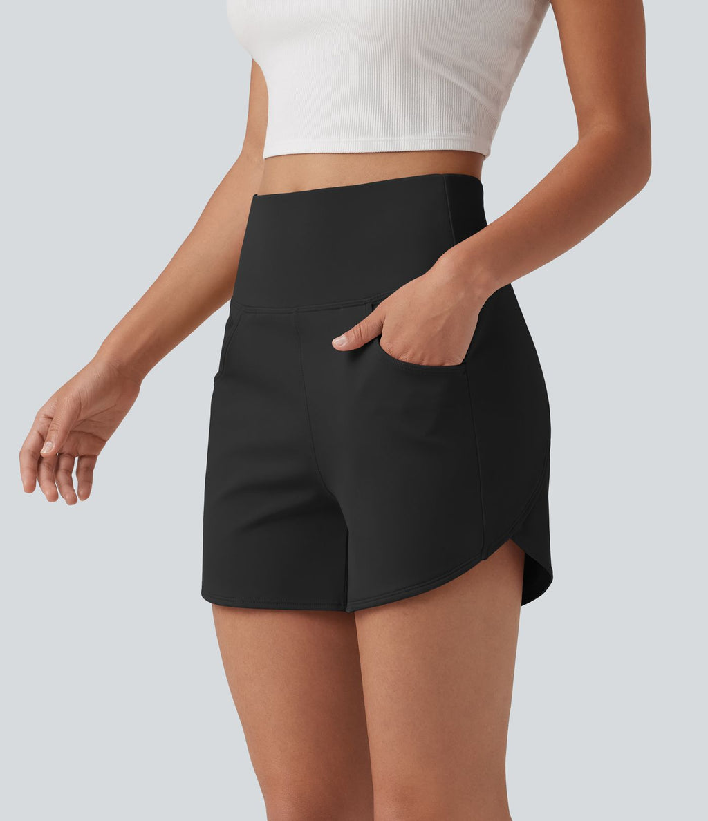 Short décontracté SoftlyZero™ Airy taille haute coupe ajustée à ourlet arrondi, avec poches, 10 cm