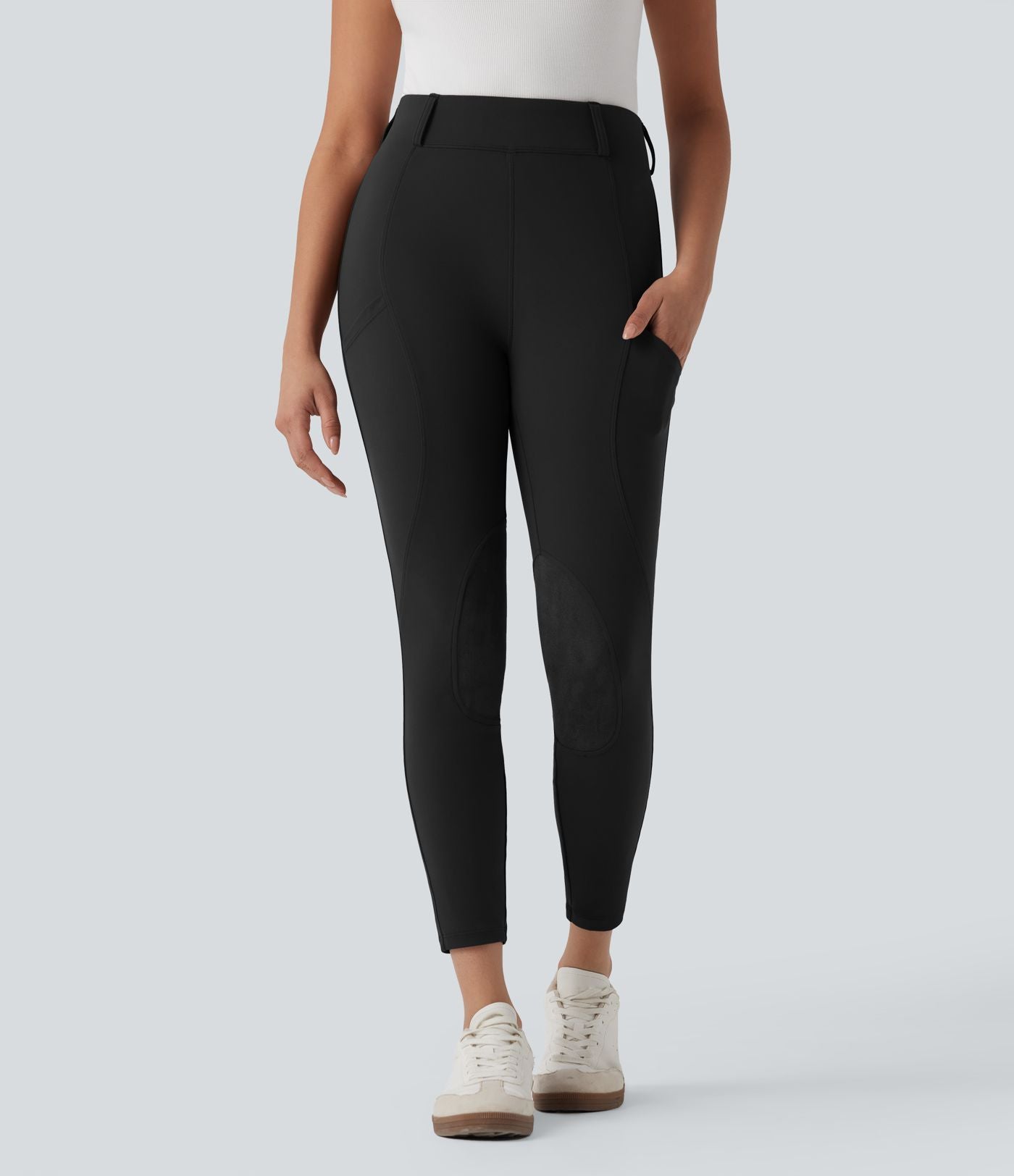 Pantalon ajusté taille haute effet daim contrastant DayStretch avec poches