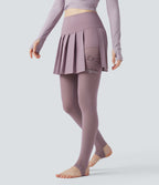 Legging à jupe étrier danse Breezeful™ 2-en-1 taille haute plissé résille contrastante séchage rapide avec poches