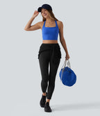 Legging de sport délavé effet ventre plat taille haute avec poches