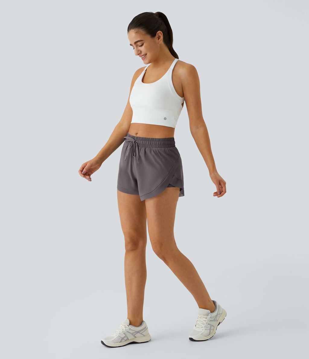 Shorts Running 7,5cm 2 en1 Taille Mi-Haute Cordon de Serrage Empiècement Mesh Contrastant
