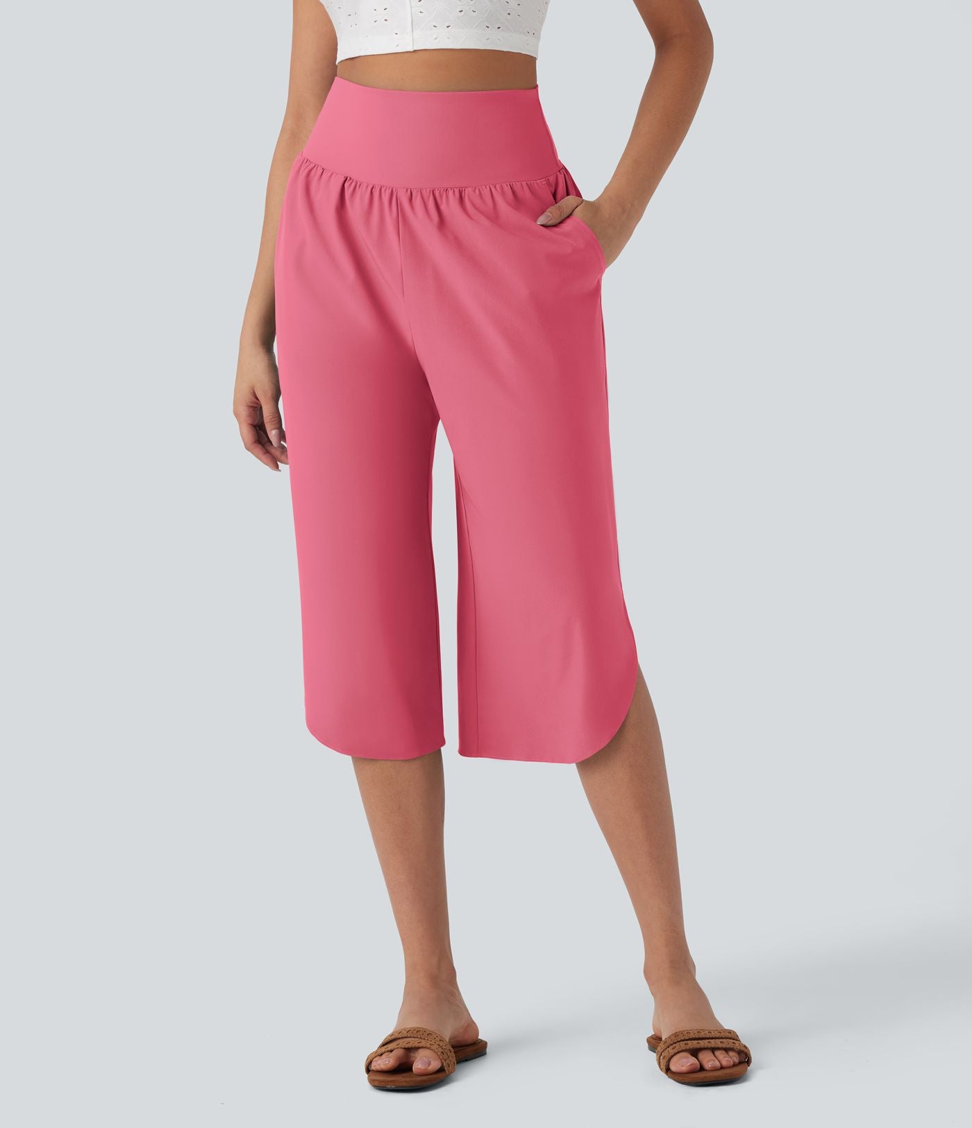 Pantalon corsaire gainant taille haute à ourlet asymétrique et séchage rapide avec poches Breezeful™