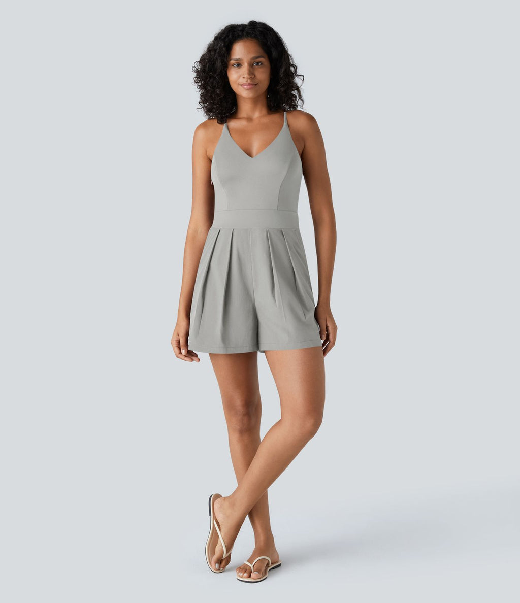 Breezeful™ Combishort Dos Nu Poche Zippée Invisible Sur le Côté Jambe Large Séchage Rapide