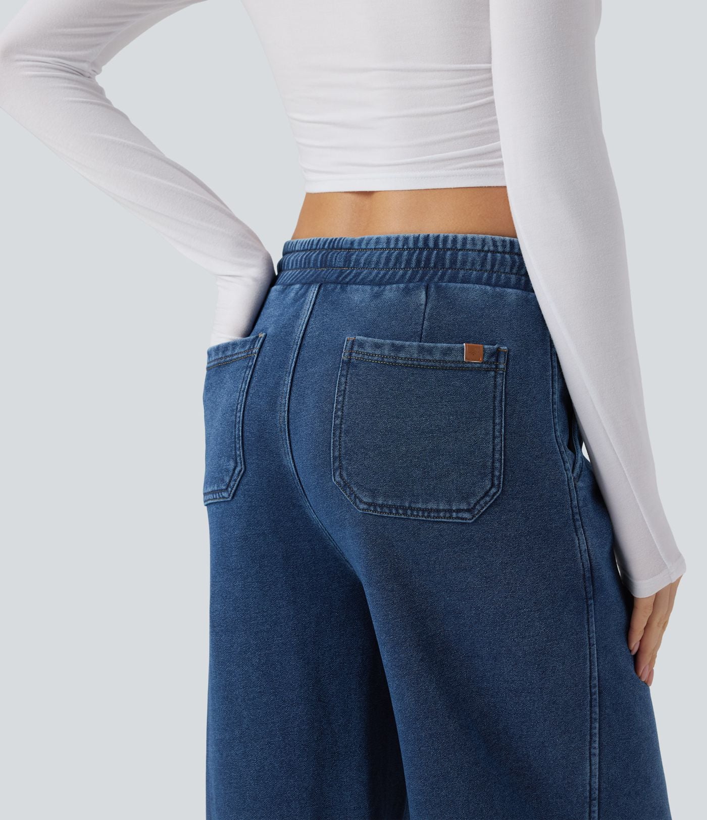 Jean jogging Halara Flex™ coupe droite fendu taille haute molleton français avec cordon de serrage et poches