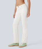 Jean bootcut délavé Halara Flex™ taille basse avec bouton, fermeture éclair et poches multiples