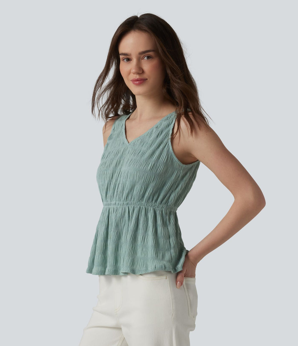 Débardeur casual texturé froissé col V