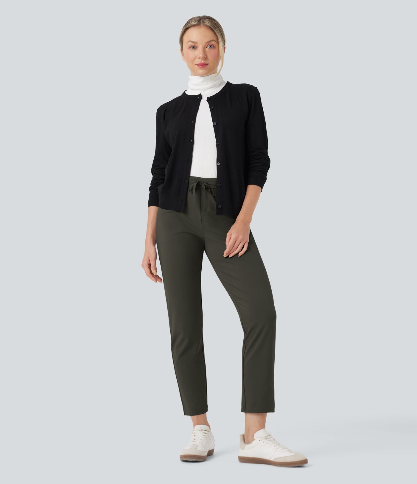 Pantalon de travail ajusté 7/8 repliable taille haute avec cordon de serrage Halara Flex™ DayStretch avec poches