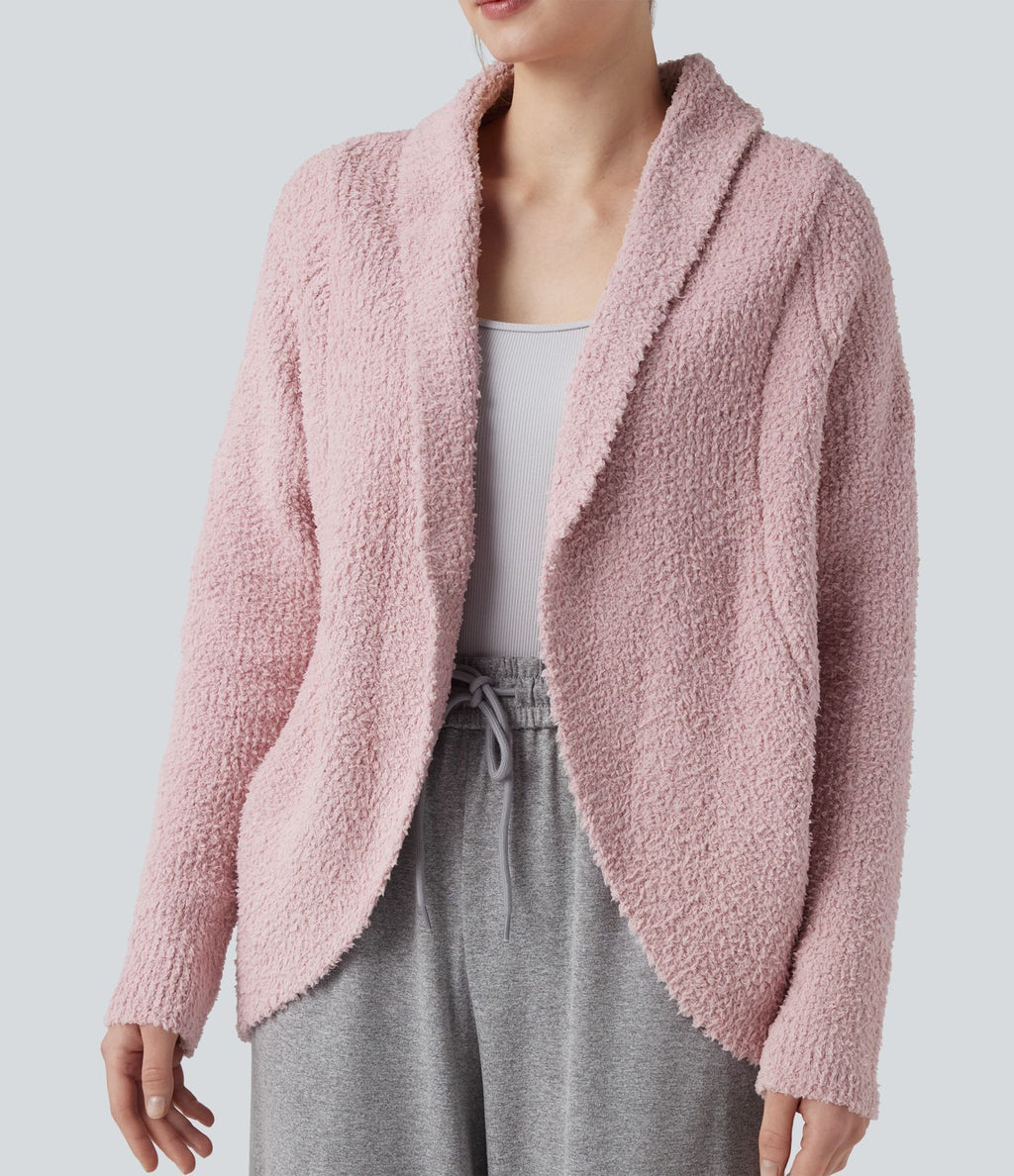 Gilet col châle manches longues raglan