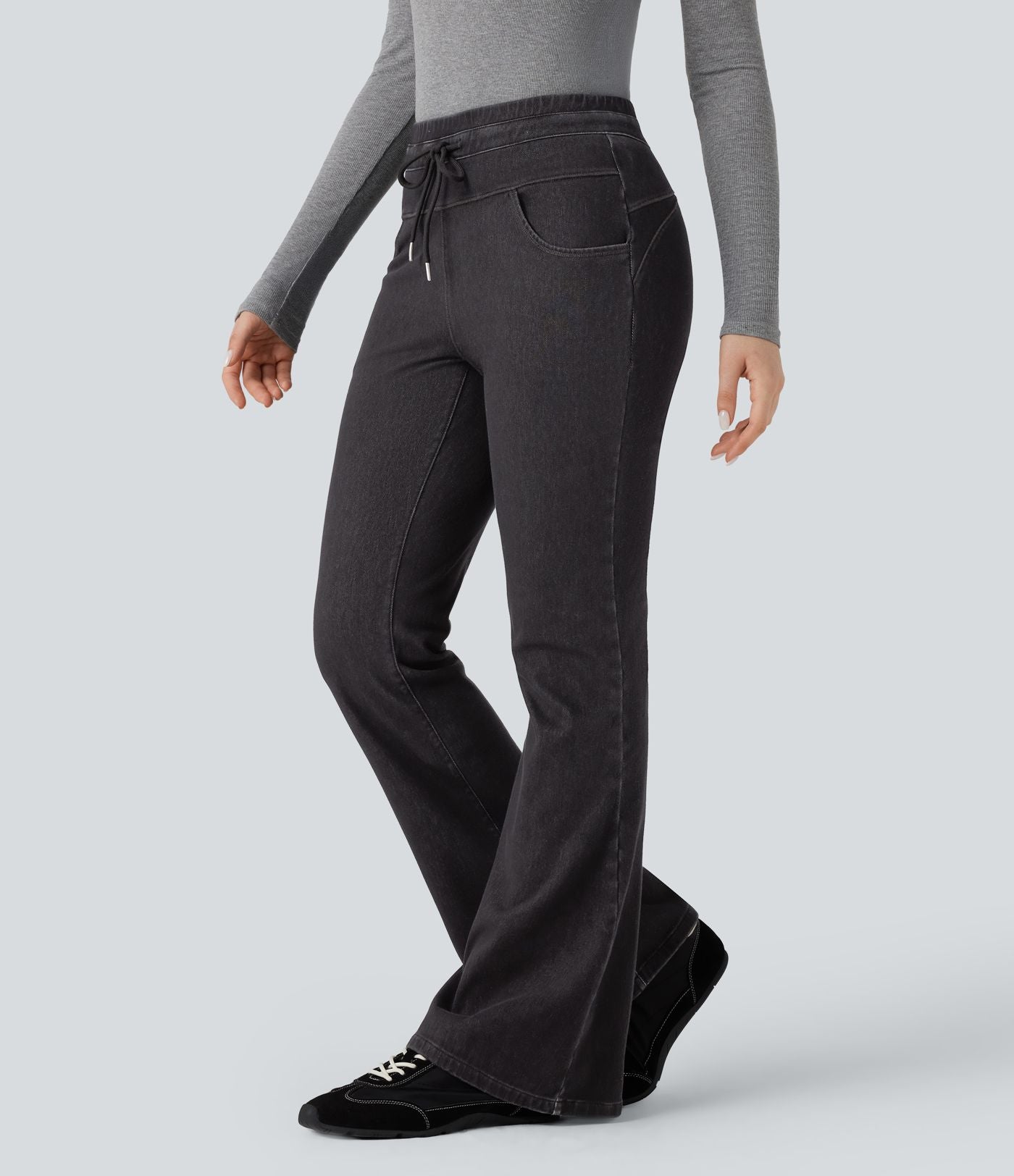 Halara Flex™ Denim Heat Legging casual évasé taille haute avec cordon de serrage et poches